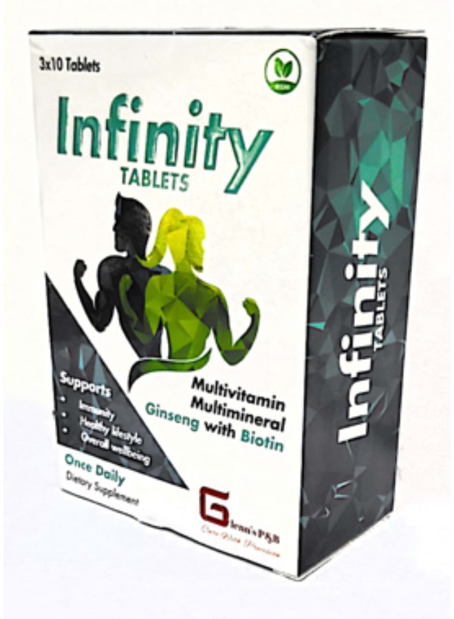 Vegan Glenn’s Infinity Multivitamin & Multimineral Tablets with Ginseng & Biotin – Daily Energy, Immunity & Hair-Skin Support, 30 Tablets - Image 5